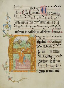 Manuscriptblad met Initiaal A, uit een Graduale, Duits, tweede kwart 15e eeuw