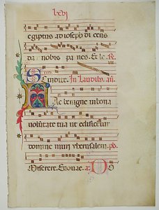 Manuscriptblad met Initiaal A, uit een Antifonarium, Italiaans, 15e eeuw door Unbekannt