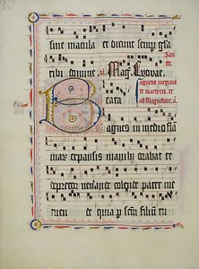 Manuscriptblad met initiaal B, uit een antifonarium, Duits, tweede kwart 15e eeuw door Unbekannt