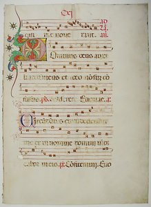 Manuscriptblad met Initiaal D, uit een Antifonarium door Unbekannt