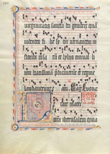 Manuscriptblad met initiaal L, uit een antifonarium, Duits, tweede kwart 15e eeuw
