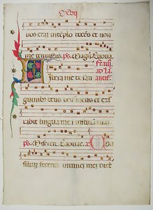 Manuscriptblad met Initiaal L, uit een Antifonarium, Italiaans, 15e eeuw door Unbekannt