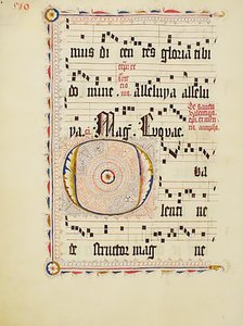 Manuscriptblad met Initiaal O, uit een Antifonarium, Duits, tweede kwart 15e eeuw