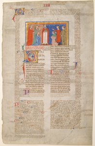 Manuscriptblad met huwelijkscène, uit Decretalen van Gregorius IX, Italiaans