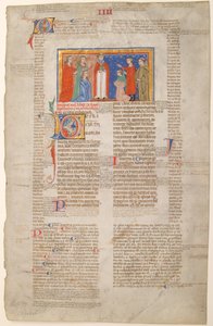 Manuscriptblad met Huwelijksscène, uit Decretalen van Gregorius IX, ca. 1300