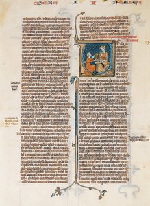 Manuscriptblad met Opening van Het Boek van Nehemias, uit een Bijbel, Frans, ca. 1280-1300 door Unbekannt