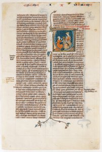 Manuscriptblad met Begin van Het Boek Nehemia, uit een Bijbel, ca. 1280-1300 door Unbekannt