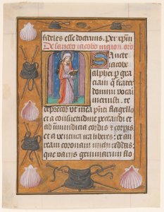 Manuscriptblad met Sint Jacobus de Meerdere, uit een Getijdenboek, ca. 1500 door Unbekannt