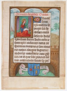 Manuscriptblad met Sint Dorothea, uit een Getijdenboek, ca. 1500 door Unbekannt