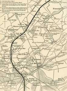 Kaart die de Operaties van het Eerste Leger illustreert, Eerste Wereldoorlog door Unbekannt