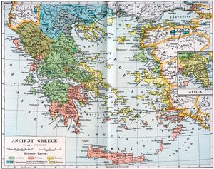 Kaart van het Oude Griekenland, 1902 door Unbekannt