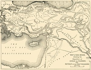 Kaart van Klein-Azië, Expeditie van Cyrus de Jongere, en terugtocht van de Tienduizend, 1890