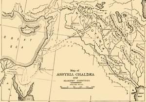 Kaart van Assyrië, Chaldea en aangrenzende landen, 1890 door Unbekannt