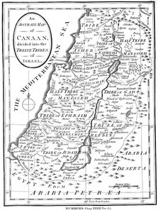 Kaart van Kanaän verdeeld in de twaalf stammen van Israël door Unbekannt