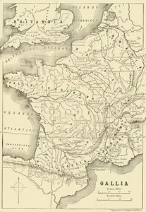 Kaart van Gallië en een Deel van Groot-Brittannië, 1890