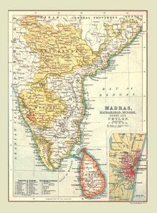 Kaart van Madras, Hyderabad, Mysore, Coorg en Ceylon, 1902 door Unbekannt