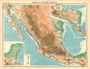 Kaart van Mexico en Midden-Amerika door Unbekannt