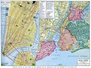 Kaart van New York City, VS, ca. 1930s door Unbekannt