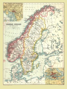 Kaart van Noorwegen en Zweden