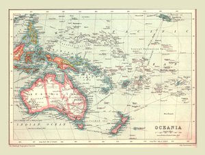 Kaart van Oceanië, 1902 door Unbekannt