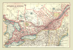 Kaart van Ontario en Quebec, 1902