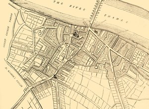 Kaart van Southwark door Unbekannt