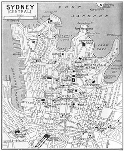 Kaart van centraal Sydney, New South Wales, Australië, ca. 1924 door Unbekannt