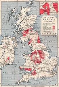Kaart van industrieel Groot-Brittannië in 1881, 1906 door Unbekannt