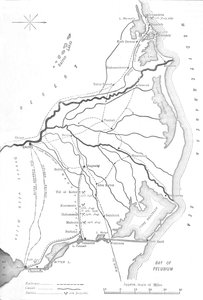 Kaart van de delta van de Nijl, strategische punten in de Egyptische campagne, 1882