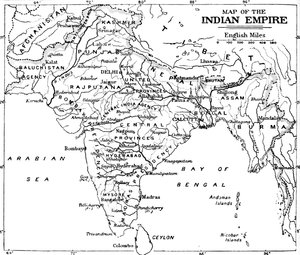 Kaart van het Indiase Rijk, ca. 1912