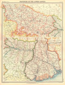 Kaart van de provincies van de Beneden-Ganges door Unbekannt