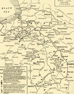 Kaart van de grens tussen Rusland en Turkije, Eerste Wereldoorlog, ca. 1920