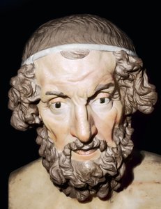 Marmeren portretbuste van Homerus, Romeins, uit Baiae, Campania, Italië, 1e-2e eeuw door Unbekannt