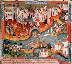 Marco Polo vertrekt uit Venetië in 1271, 15e eeuw door Unbekannt