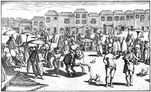 Markt in Goa, India, 1599 door Unbekannt