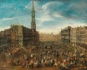 Marktscène op de Grote Markt in Brussel, c. 1670 door Unbekannt