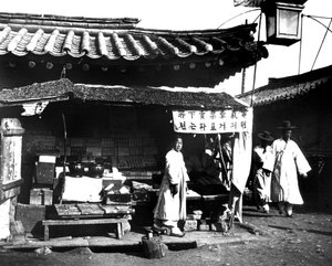 Marktkraam, Korea, 1900