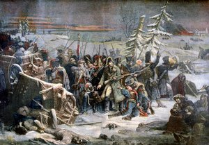 Maarschalk Ney tijdens de terugtocht uit Rusland, 1812 door Unbekannt