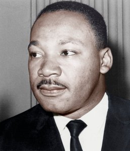 Martin Luther King Jr., Amerikaanse zwarte burgerrechtenactivist, ca. 1968