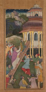 Maria beklimt de trappen naar de tempel, uit een Mirat al-quds Spiegel van Heiligheid..., 1602-1604