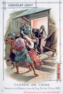 Bloedbad in de Russische missie van Tong-Tin-An, Bokseropstand, China, 10 juni 1900 door Unbekannt