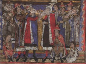 Mattheüs en de vertegenwoordigers van de twaalf stammen van Israël Evangeliën, voorheen Dresden Ms. A 94 door Unbekannt