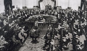 Vergadering van de Volkenbond op 10/06/1929 in het Senaatspaleis in Madrid, Spanje