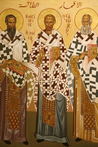Melkitisch icoon: kerkvaders, Nazareth, Israël