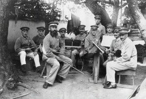 Leden van een Duits Bando krijgsgevangenenkamporkest in Tokushima Prefectuur, ca. 1917 door Unbekannt