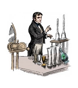 Michael Faraday geeft een lezing aan de Royal Institution, Londen, 1835 20e eeuw