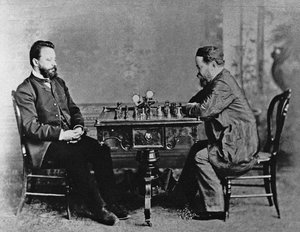 Mikhail Chigorin en William Steinitz in Havana door Unbekannt