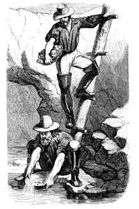 Mijnwerkers die goud zeven tijdens de Californische goudkoorts, 1849 door Unbekannt
