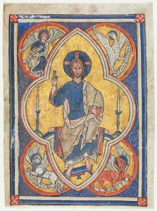 Miniatuur uit een Psalter: Christus in Majesteit met Symbolen van de Vier Evangelisten, ca. 1235 door Unbekannt