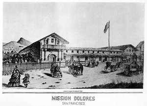 Mission Dolores, San Francisco, Californië, 19e eeuw door Unbekannt